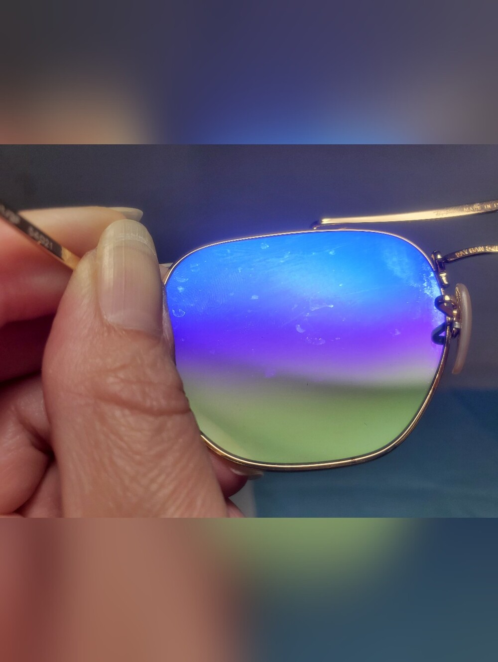 Ray-Ban The Marshal Gold Aviator Sunglasses with Blue Gradient Lenses - Picture 8 of 8